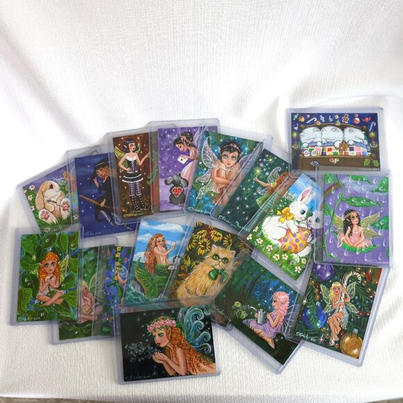 ACEO Other - Miniature Art - ACEO - Fairy Art - Cute Animal Art - Art Cards for Trading